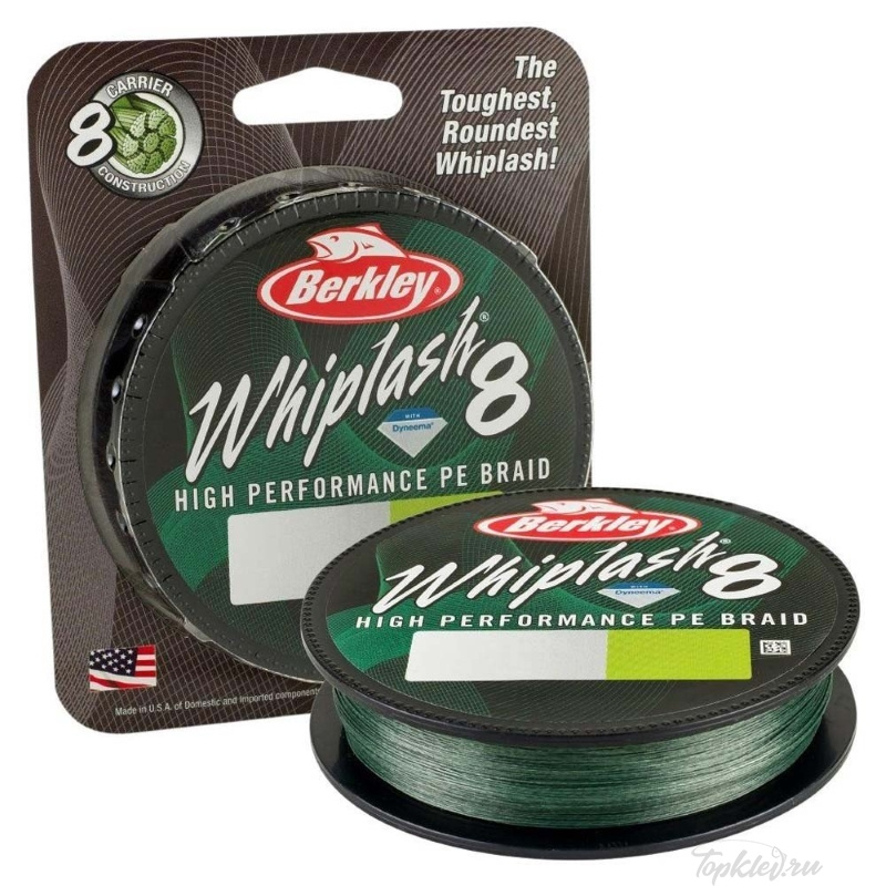 Плетеный шнур Berkley Whiplash 8 Green 150m 0,08mm 12.9kg