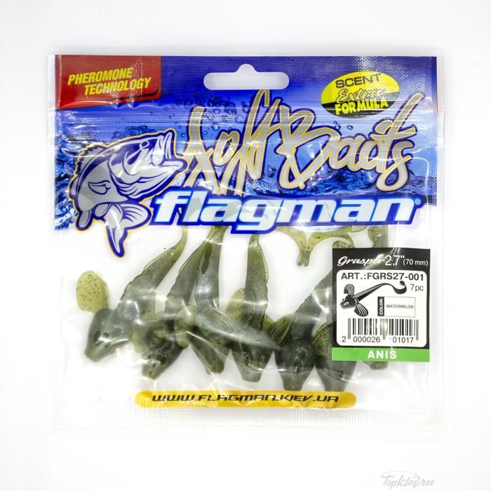 Мягкая приманка Flagman виброхвост Grasper 2,7" watermelon 7pc anis