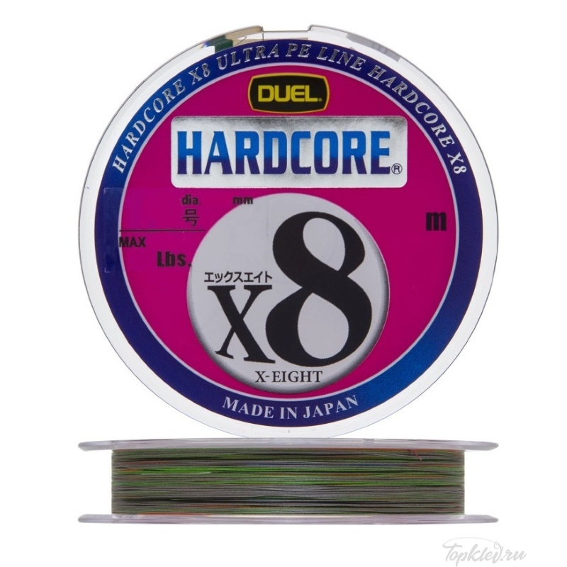 Плетеный шнур Duel PE Hardcore X8 #2 (300м, 0.242мм, 16кг) #5Color-Yellow marking
