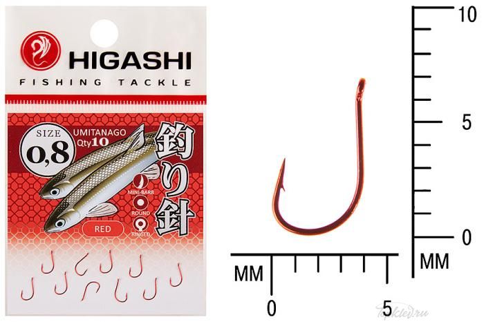 Крючок Higashi Umitanago ringed #0,8 Red Крючок Higashi Umitanago ringed #0,8 Red