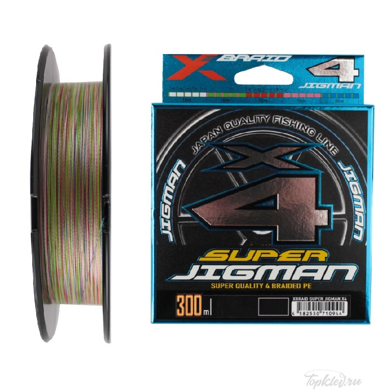 Шнур плетеный YGK X-Braid Super Jigman X4 #4 (300 м, 0.33 мм, 22.7 кг) #5Color