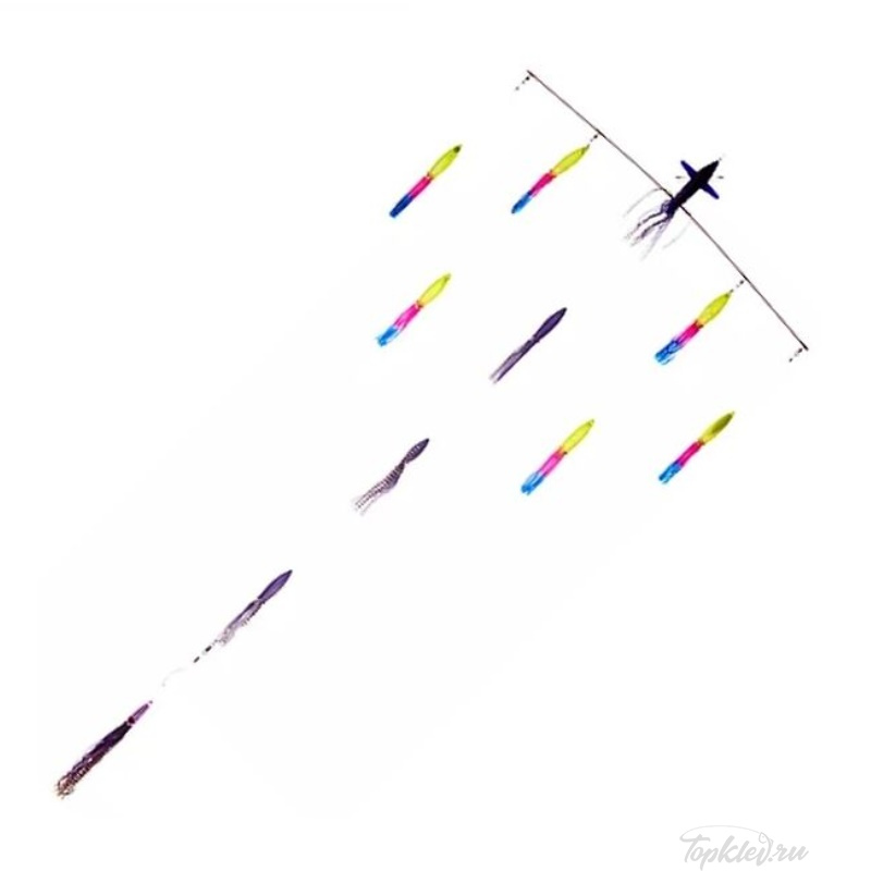 Оснастка Higashi 36 Left Direction Flock fish 9 Squid 640гр #Combo 2 (Purple/Rainbow)