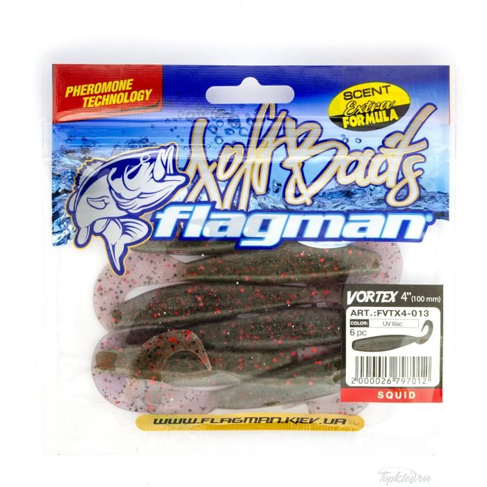 Мягкая приманка Flagman Vortex 4" UV lilac 6pc squid