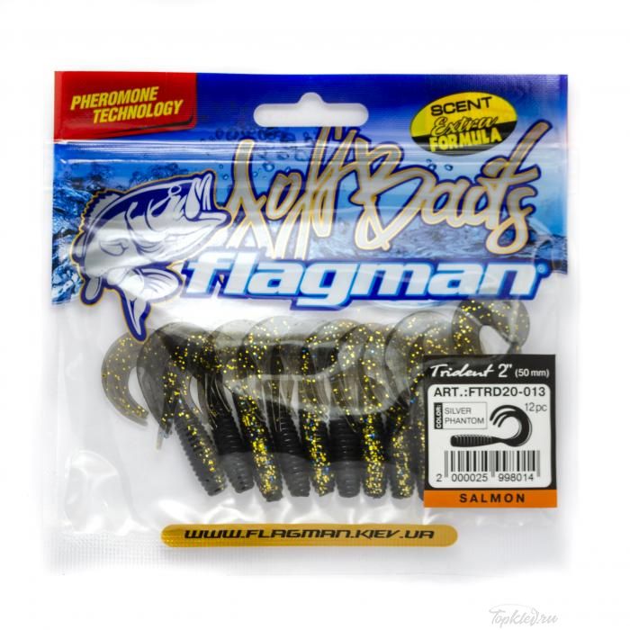 Мягкая приманка Flagman твистер Trident 2" silver phantom 12pc salmon