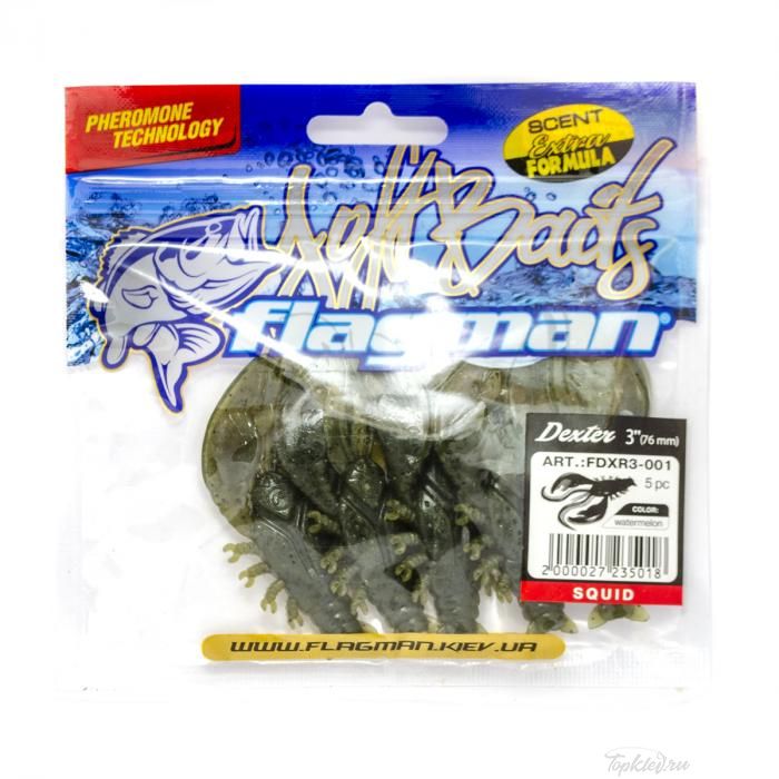 Мягкая приманка Flagman Dexter 3" watermelon 5pc squid