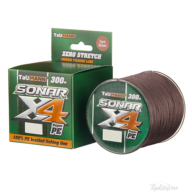 Шнур плетёный TauMANN Sonar PE X4 #1.5 (300м, 12.2кг, 0.20мм) #DarkBrown