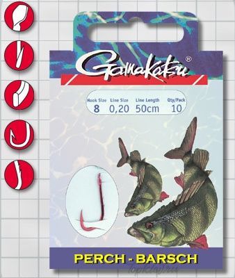 Крючок с поводком Gamakatsu BKS-5260R Perch 50см №8 d поводка 0,20 (10шт.)