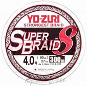 Шнур плетеный Yo-Zuri PE SUPERBRAID 8 300m #4.0 5COLOR 27.0Kg (0.34mm)