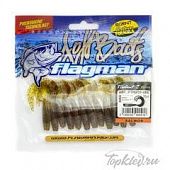 Мягкая приманка Flagman твистер Trident 2" green pumpkin 12pc salmon