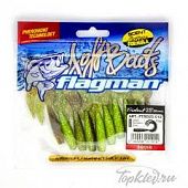 Мягкая приманка Flagman твистер Trident 2,5" green pumpkin/lime 10pc squid