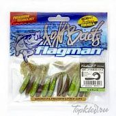 Мягкая приманка Flagman твистер Trident 2" green pumpkin/lime 12pc garlic