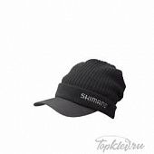 Кепка зимняя Shimano BREATHHYPER+℃ Knit Cap Черная Regular Size (with brim) CA-065Q