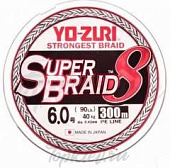 Шнур плетеный Yo-Zuri PE SUPERBRAID 8 300m #6.0 5COLOR 40.0Kg (0.42mm)